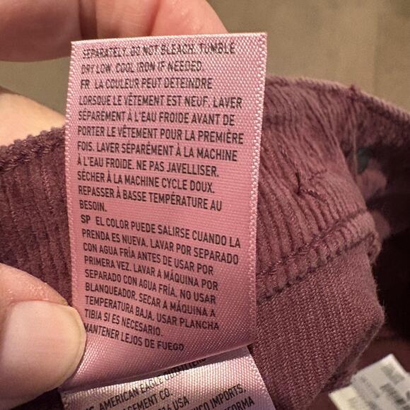 NWT American Eagle Pants Womens 14 Long Tall Burgundy Corduroy Stretch Skinny - Picture 14 of 16